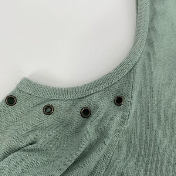 Soft Surroundings Sz L Milano Top Granite Green - Cold Shoulder, Grommets - Picture 6 of 15